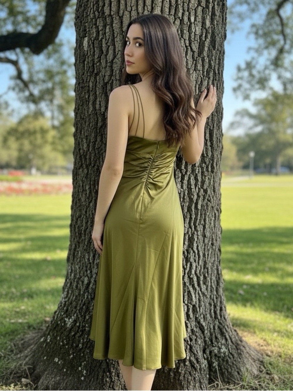 Badgley Mischka Green Rhinestone Cocktail Dress Size 6 - Picture 5 of 15